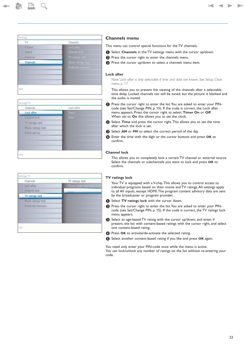 Channels menu | Philips 32PF9630A-37B User Manual | Page 27 / 52