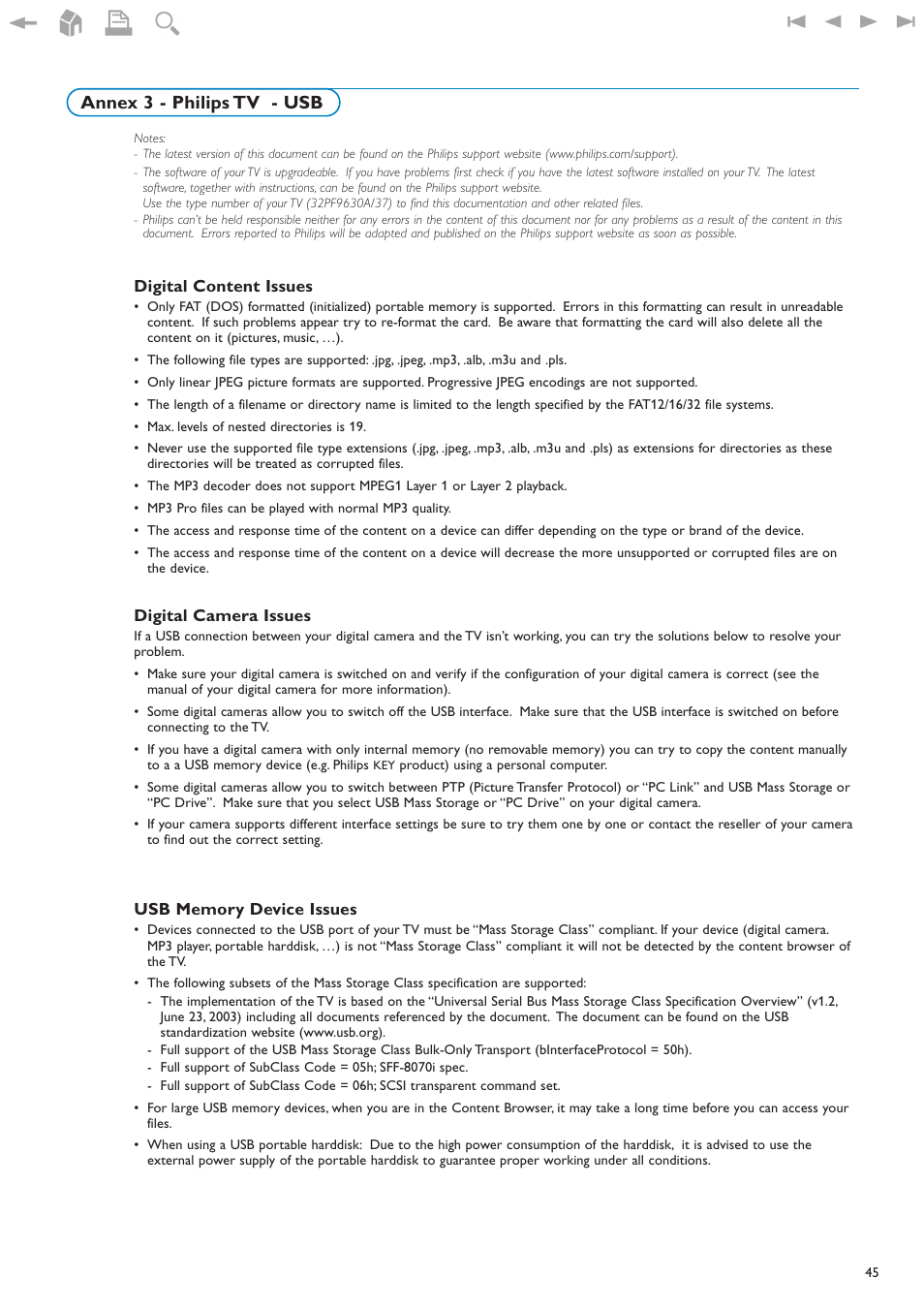 Annex 3 - philips tv - usb | Philips 32PF9630A-37B User Manual | Page 49 / 52