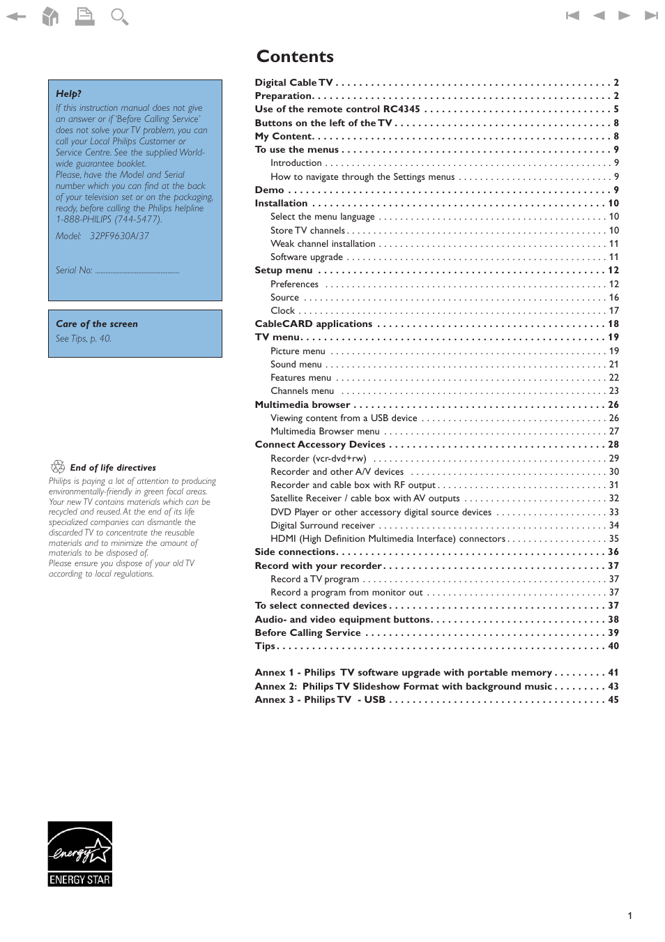 Philips 32PF9630A-37B User Manual | Page 5 / 52