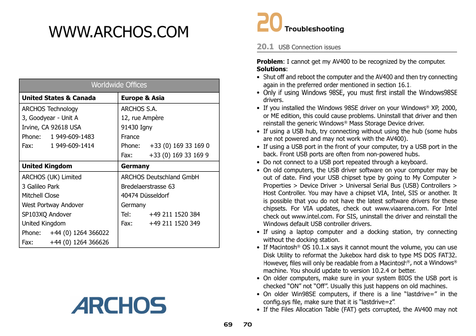 ARCHOS AV400 Series User Manual | Page 35 / 39