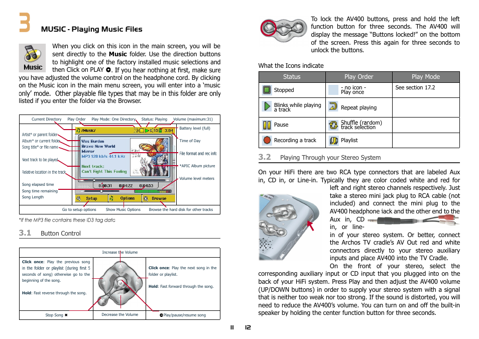 Music - playing music files | ARCHOS AV400 Series User Manual | Page 6 / 39