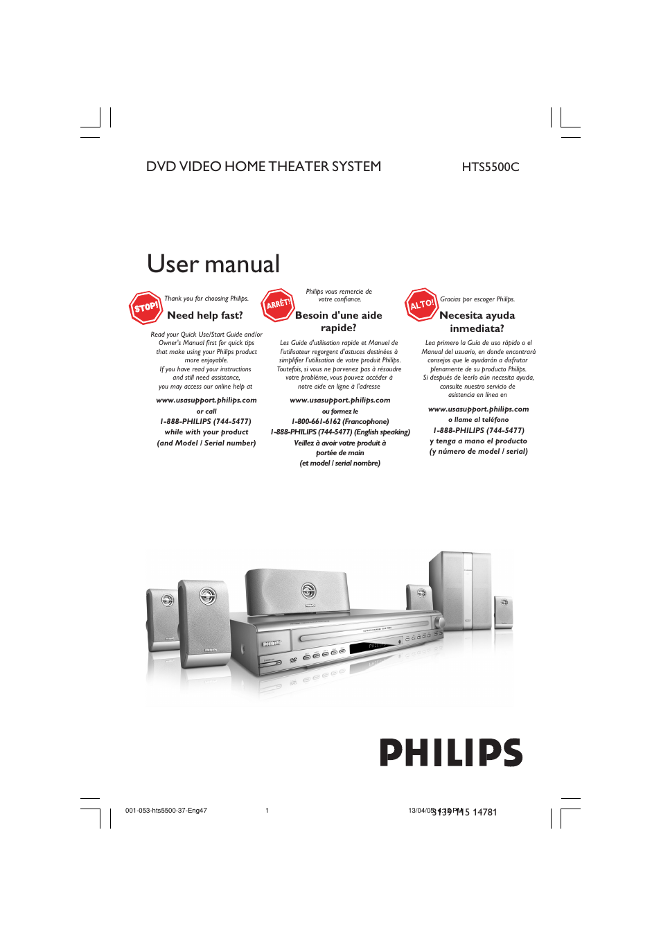 Philips HTS5500C-37B User Manual | 53 pages