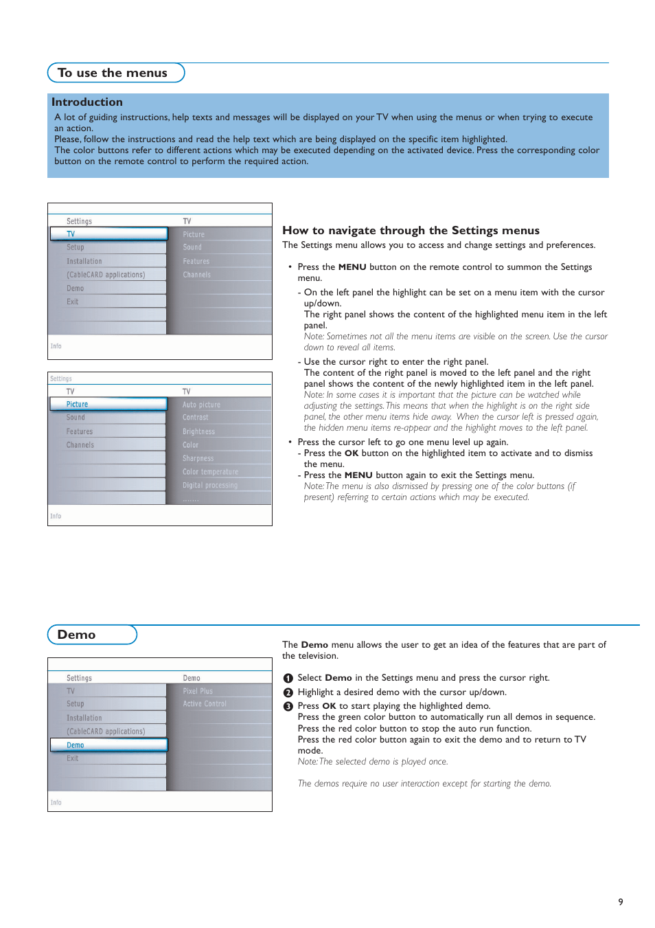 Demo | Philips 50PF7220A-37 User Manual | Page 11 / 48