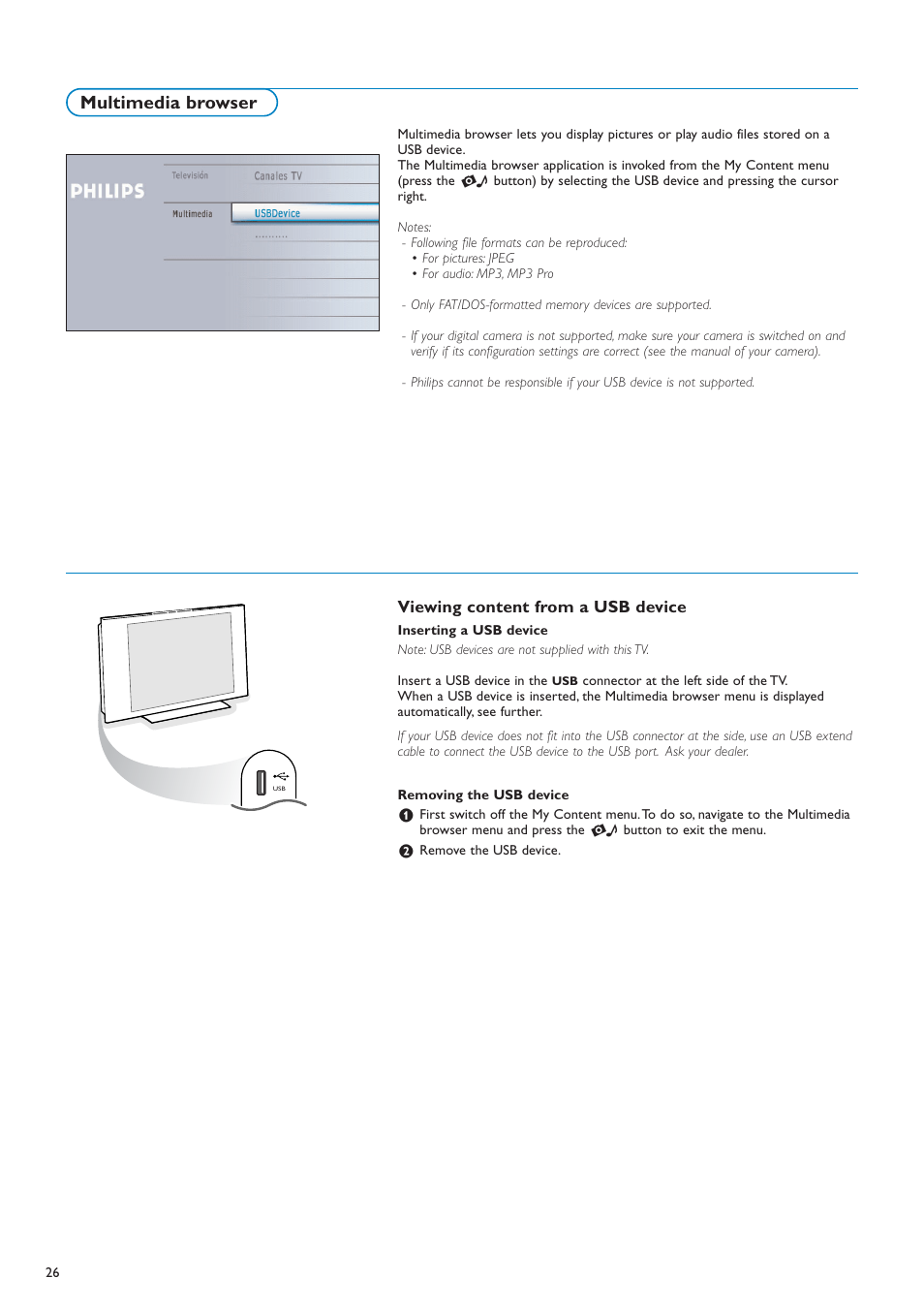 Multimedia browser | Philips 50PF7220A-37 User Manual | Page 28 / 48