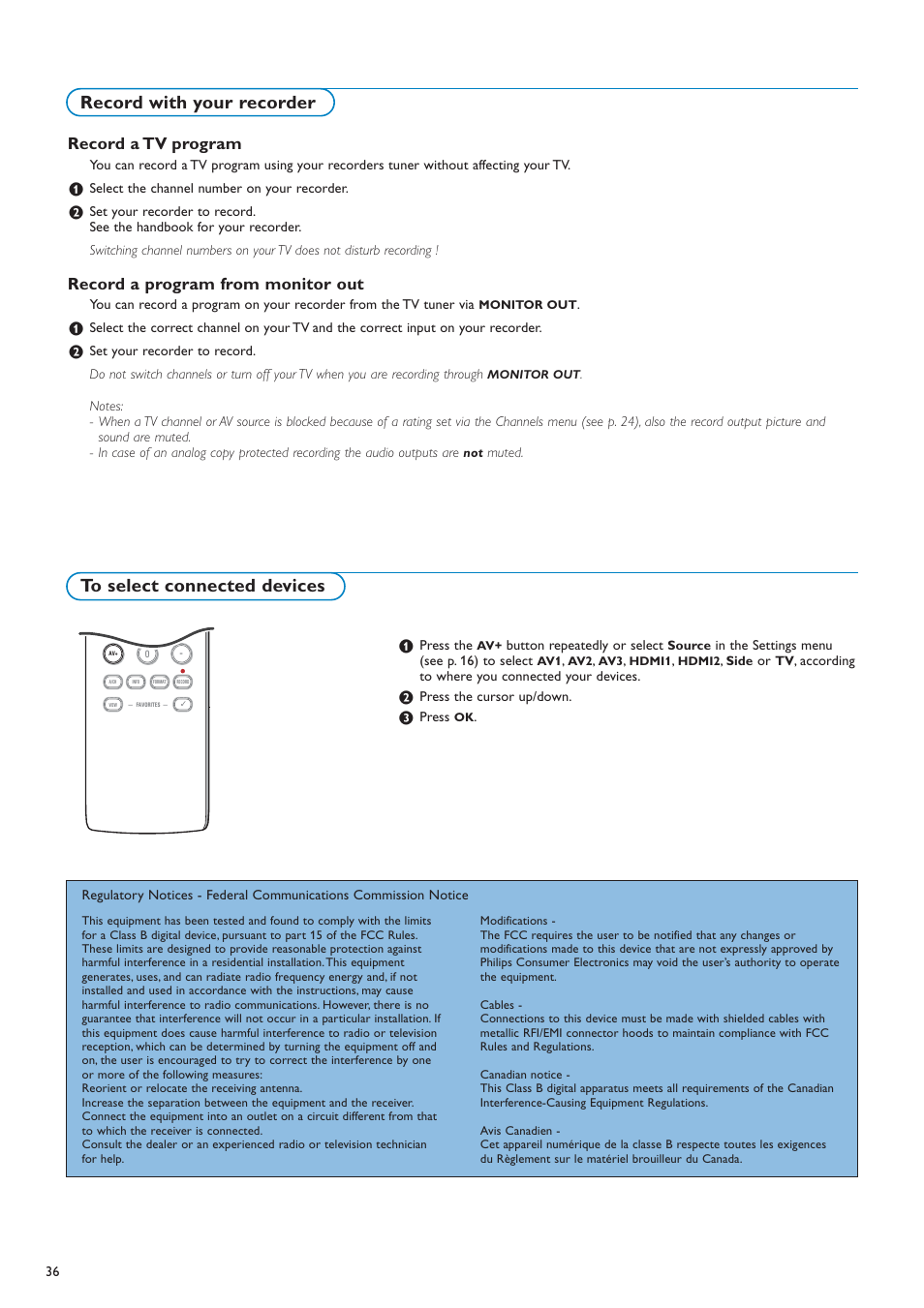 Record with your recorder, Record a tv program, Record a program from monitor out | Philips 50PF7220A-37 User Manual | Page 38 / 48