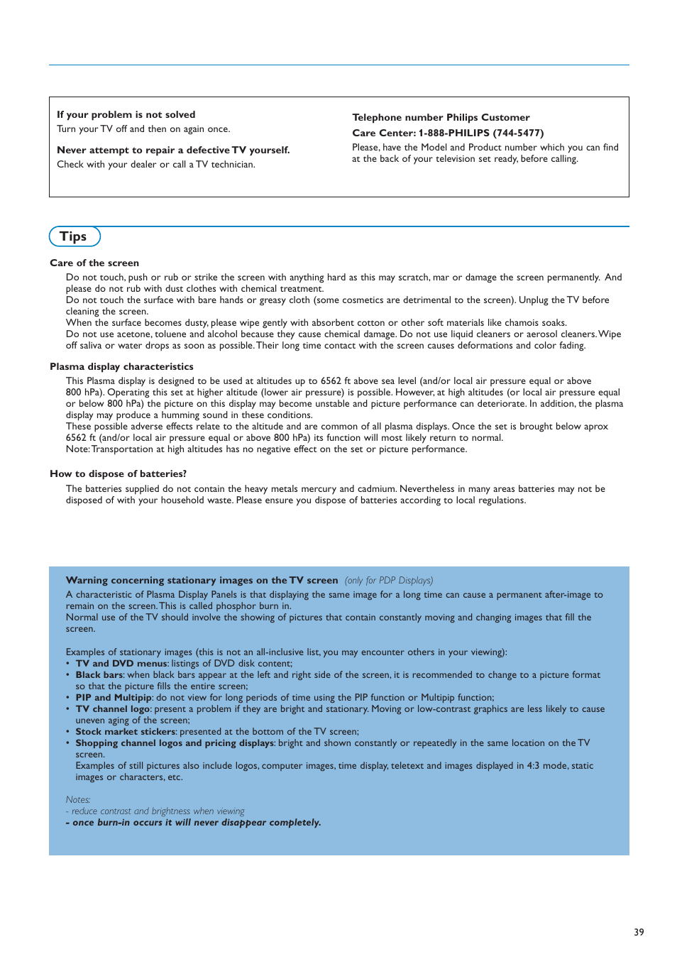 Tips | Philips 50PF7220A-37 User Manual | Page 41 / 48