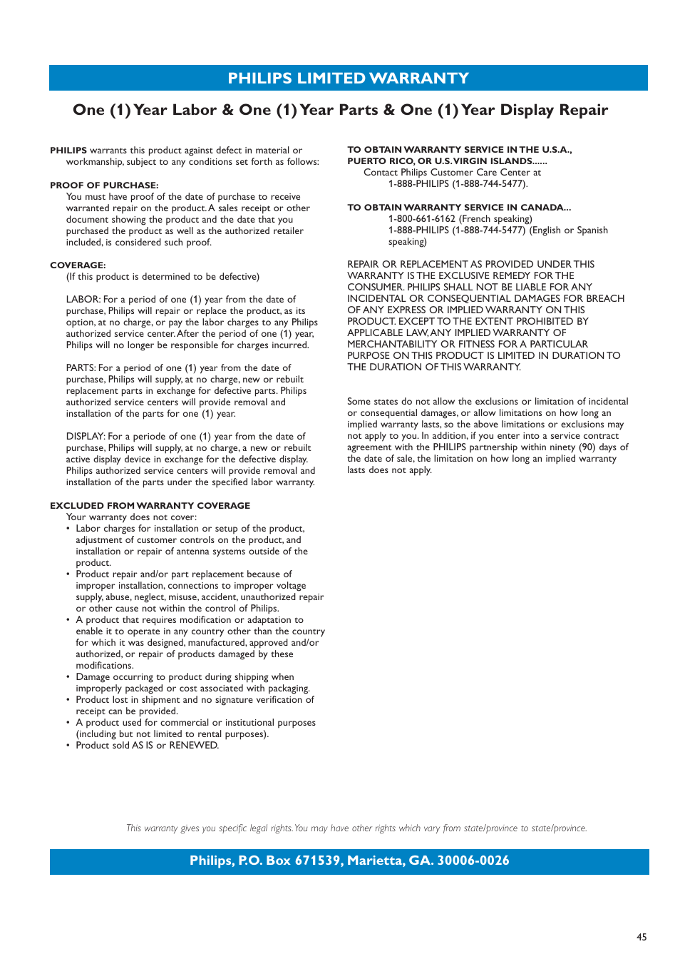 Philips 50PF7220A-37 User Manual | Page 47 / 48