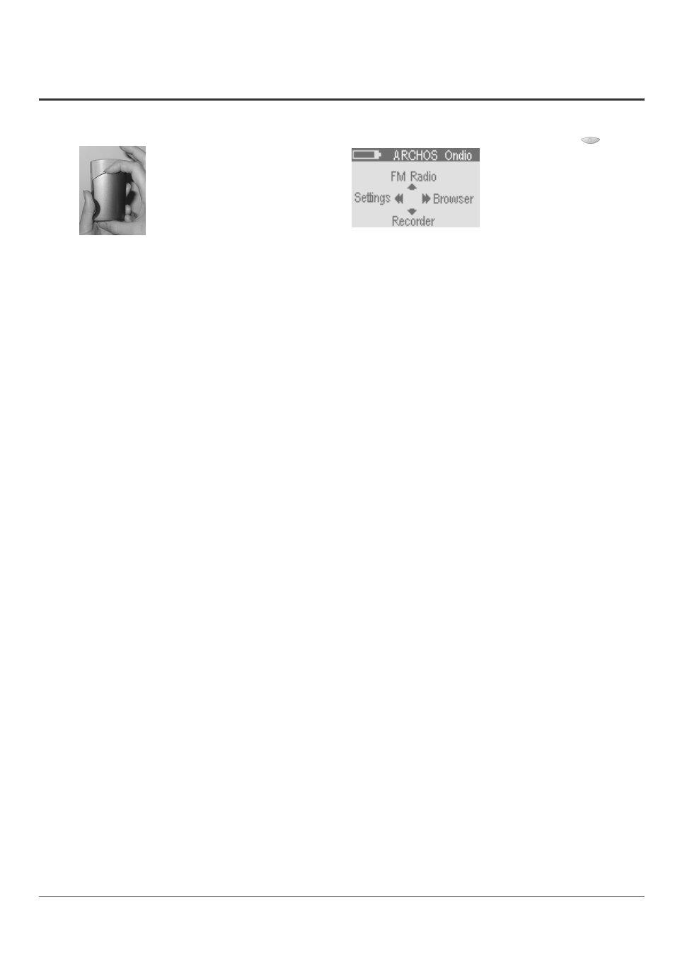 2 starting up the ondio | ARCHOS Key FM Recorder 128 MB MP3 Player/Recorder/FM Stereo Radio User Manual | Page 6 / 29