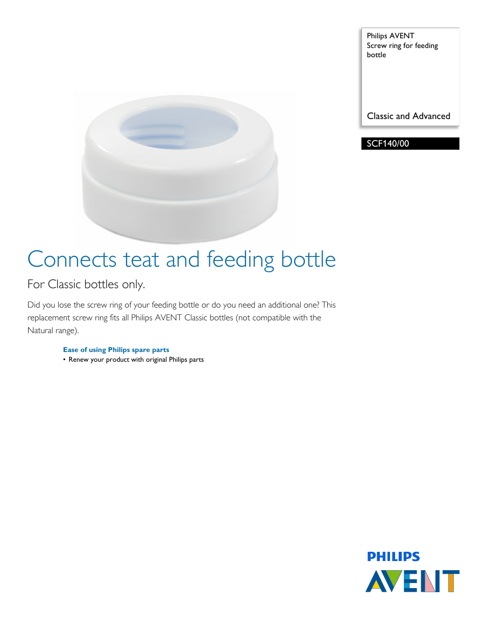 Philips SCF140-00 User Manual | 2 pages