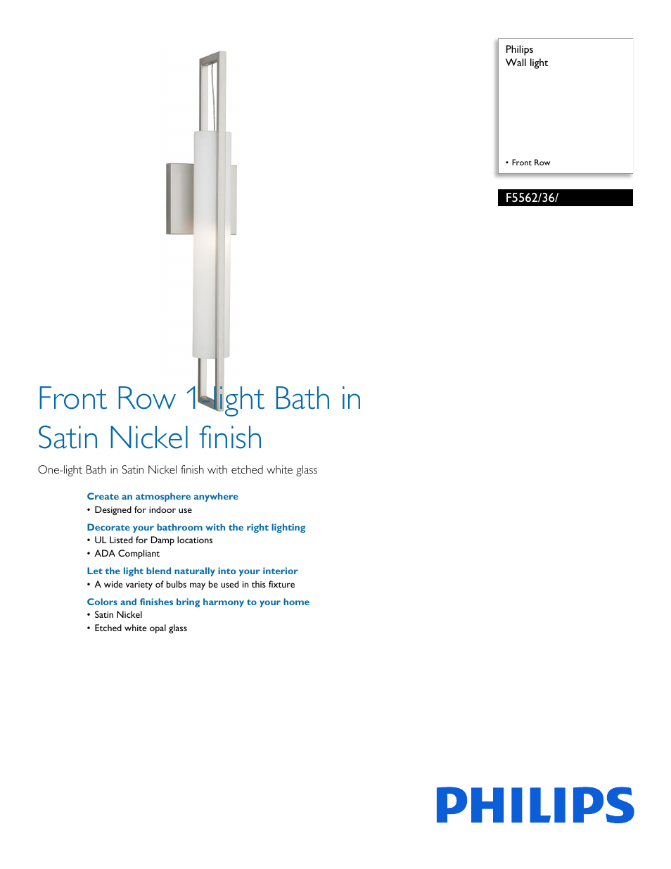 Philips F556236 User Manual | 2 pages