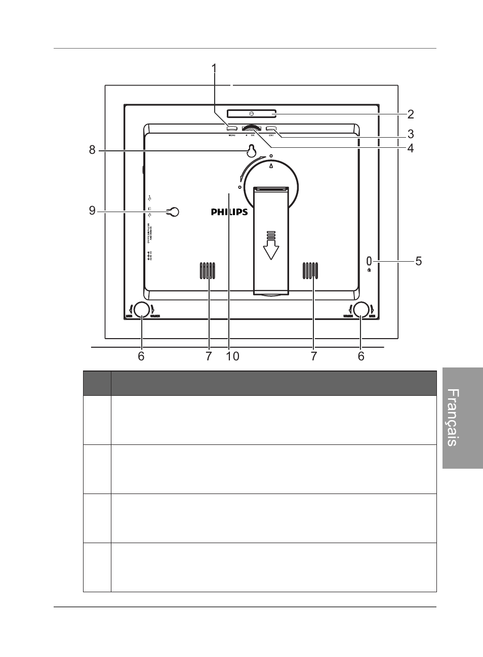 Vue arrière, Franç ai s | Philips SPF4480X-G7 User Manual | Page 150 / 210