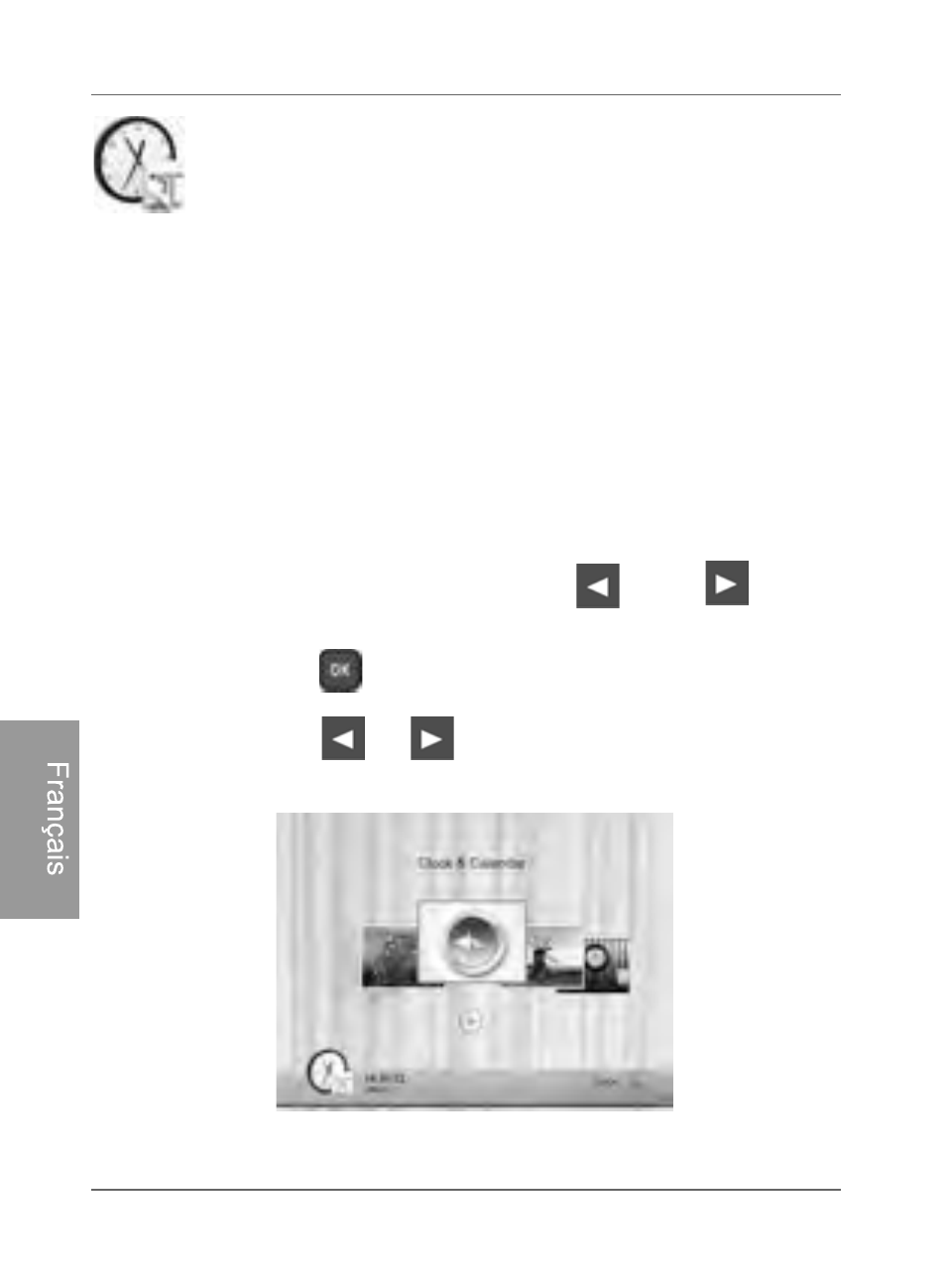 Utilisation du menu horloge (bouton ez access), Sélection d'une apparence d'affichage de l'horloge | Philips SPF4480X-G7 User Manual | Page 189 / 210