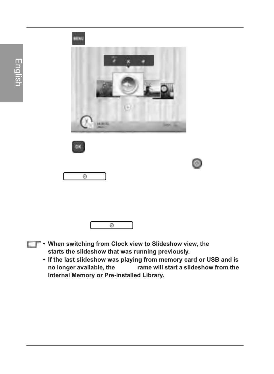 Switching between clock view and slideshow view, Engl is h | Philips SPF4480X-G7 User Manual | Page 49 / 210
