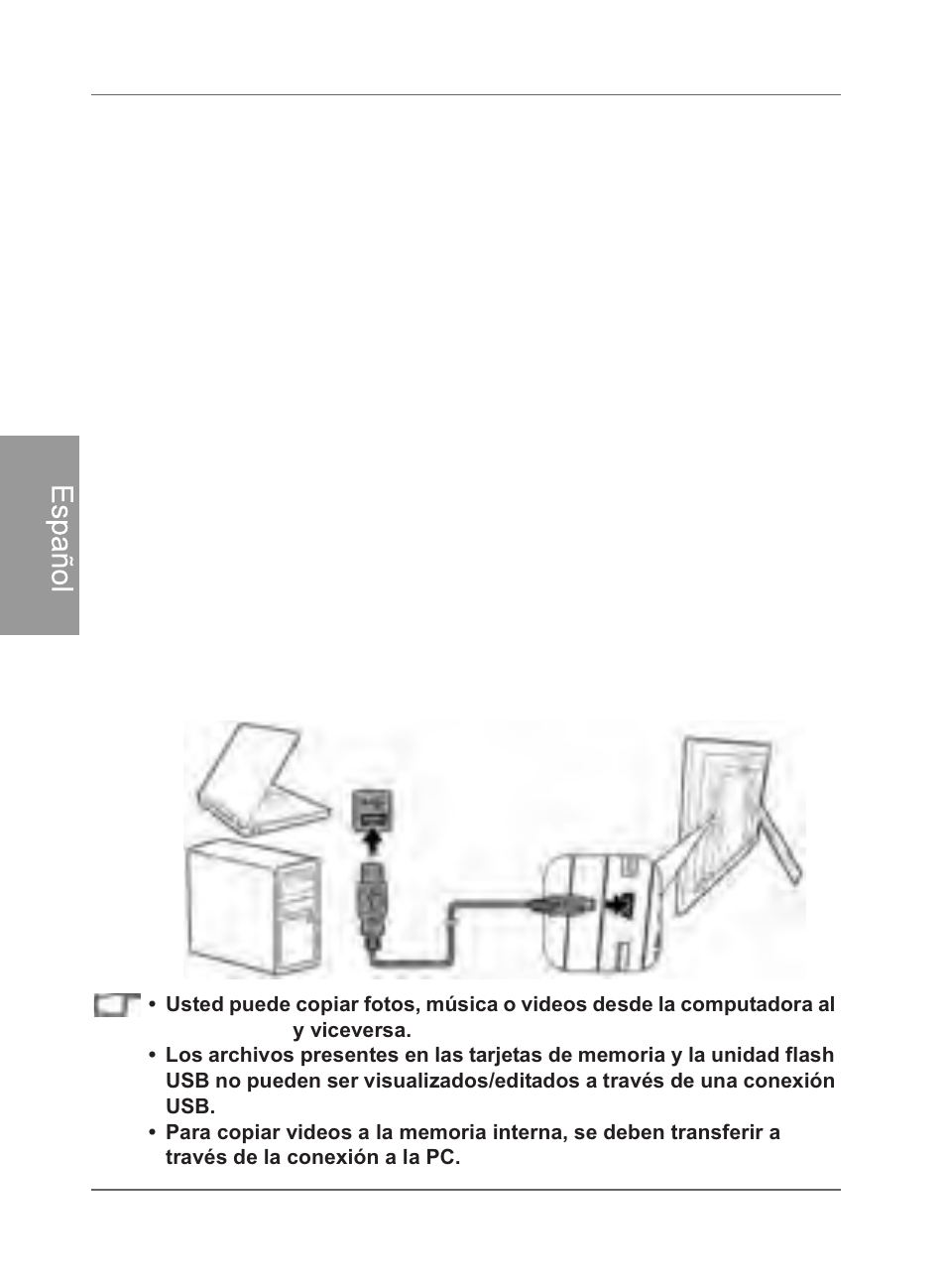 Paso 7: conexión del photoframe a una computadora, Es paño l | Philips SPF4480X-G7 User Manual | Page 93 / 210