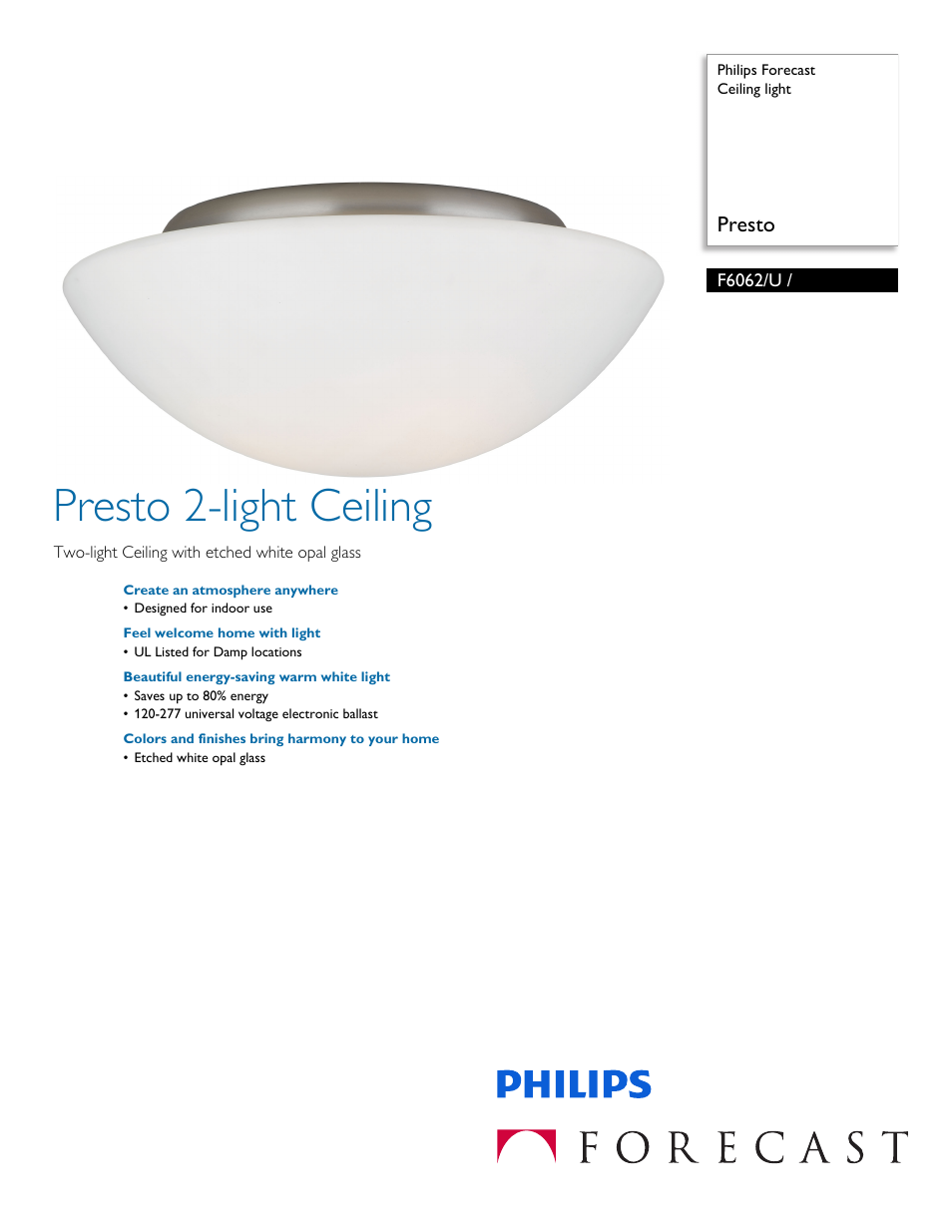 Philips F6062U User Manual | 2 pages