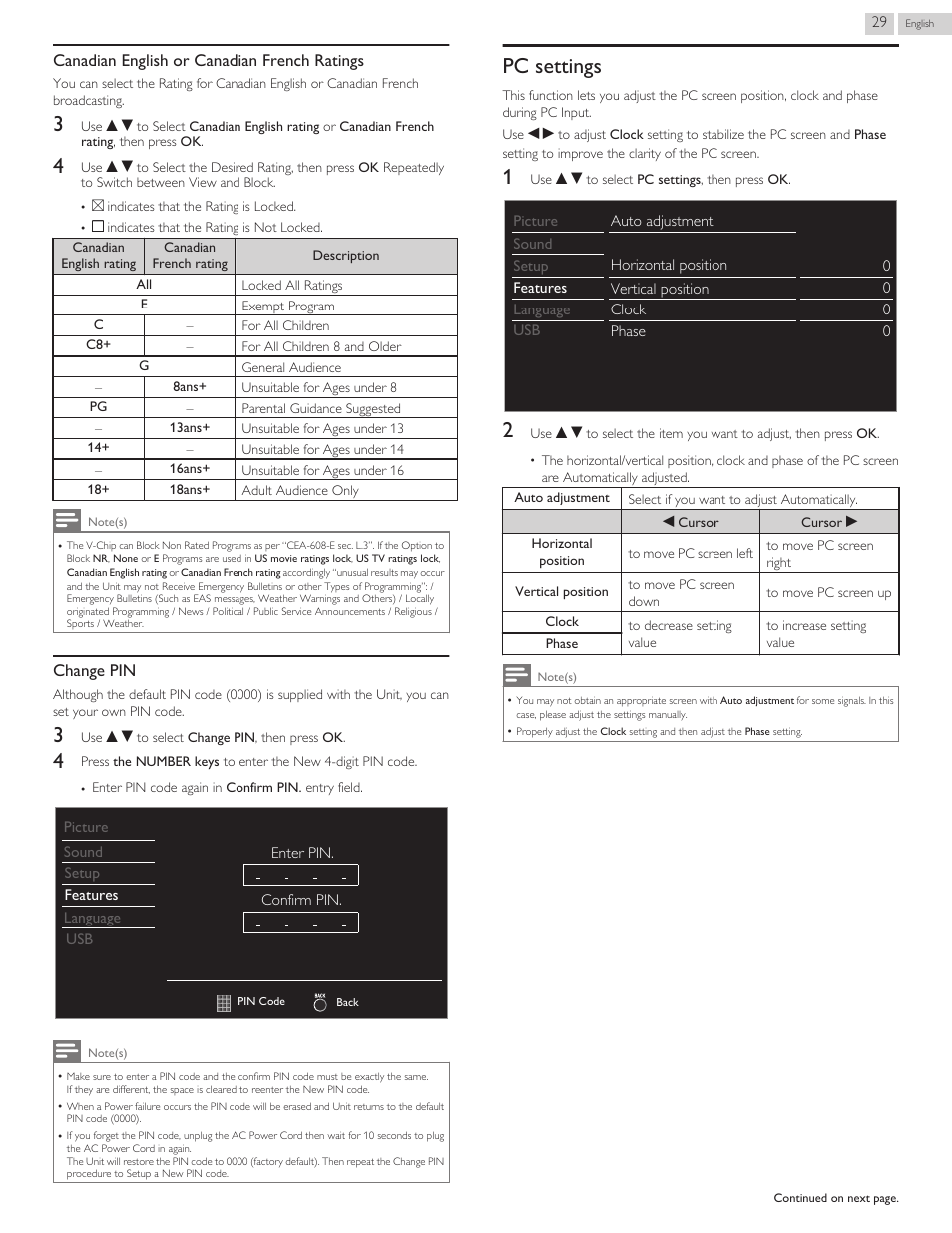 Pc settings | Philips 3000 series LED-LCD TV 32PFL3509 32" class-po User Manual | Page 29 / 39