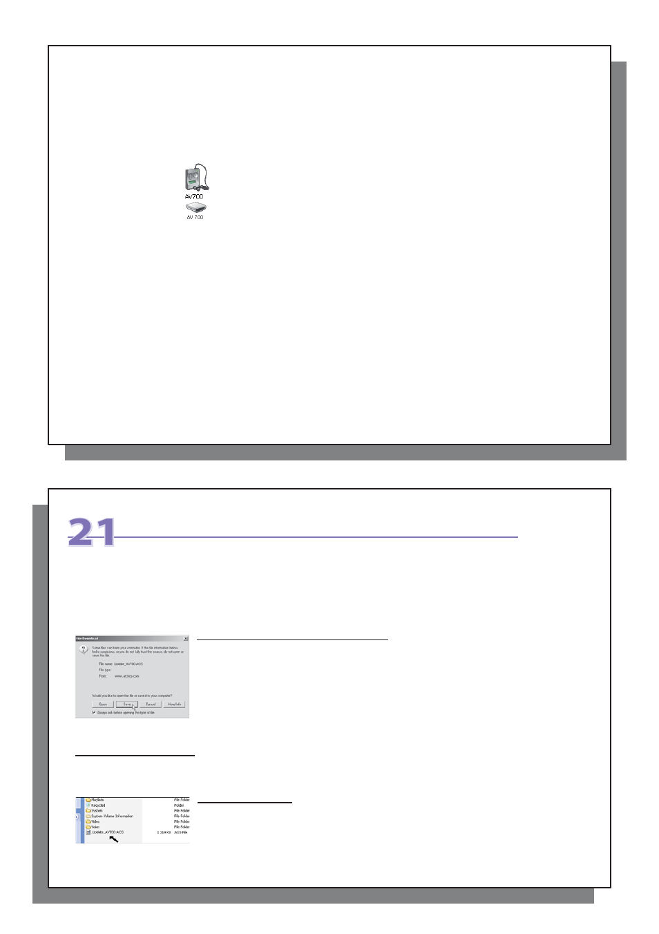 Updating the av 700 firmware operating system (os) | ARCHOS AV 700 User Manual | Page 40 / 55