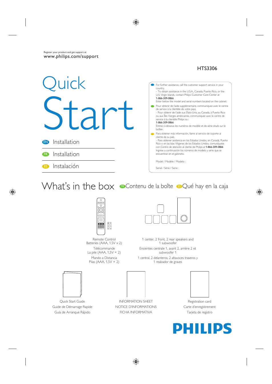 Philips HTS3306-F7 User Manual | 8 pages