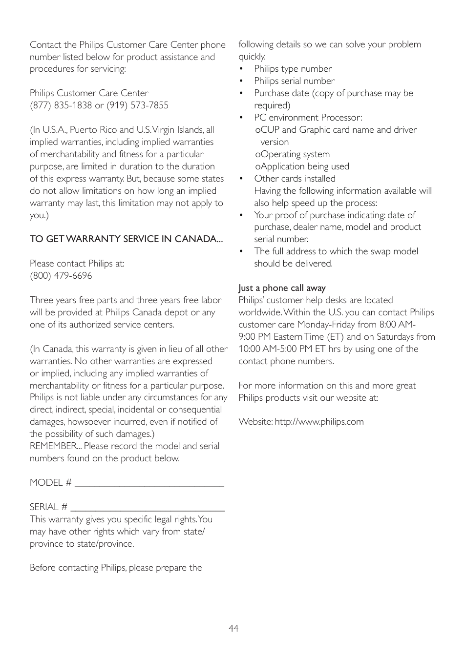 Philips 225B2CS-00 User Manual | Page 46 / 55