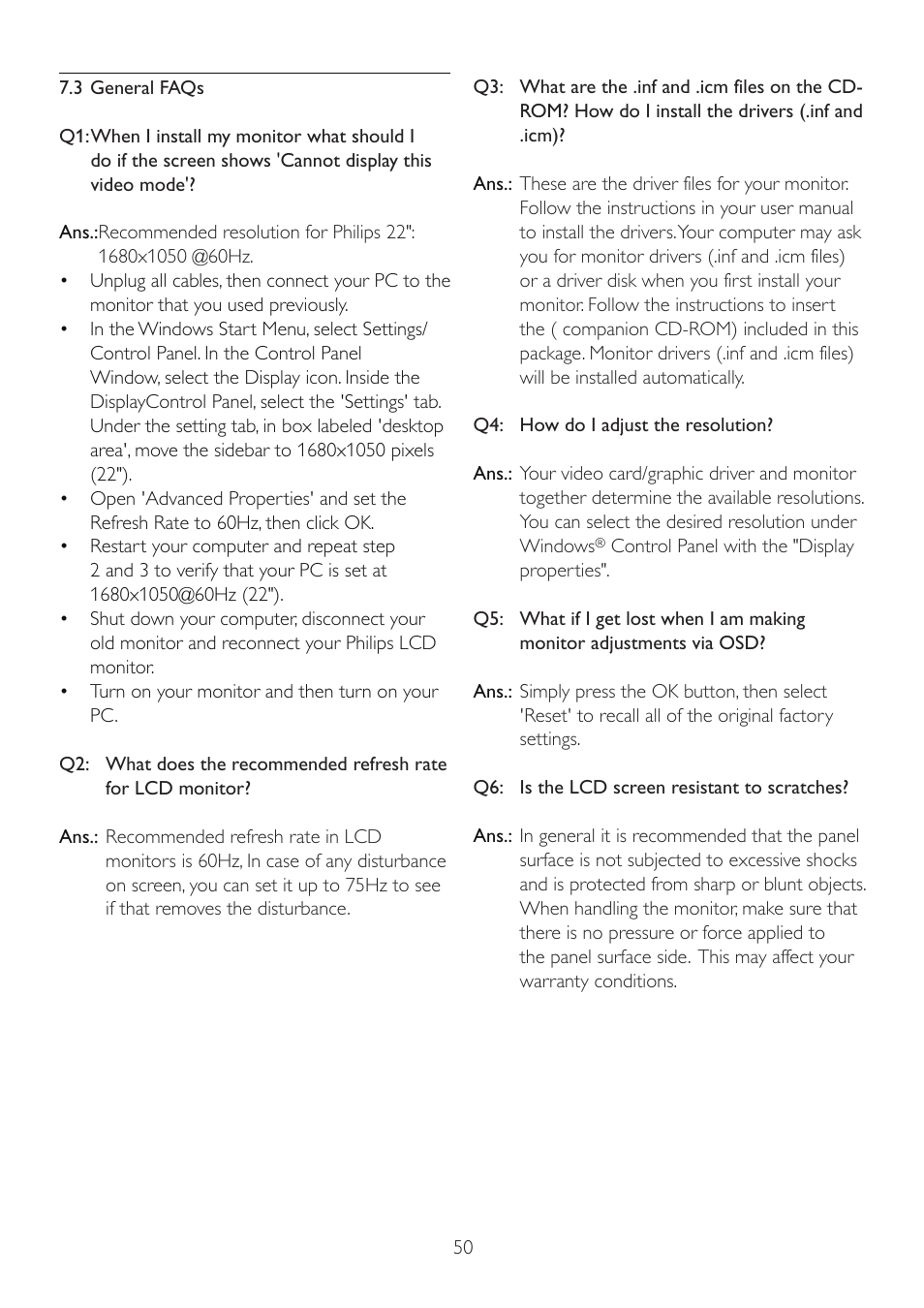 Philips 225B2CS-00 User Manual | Page 52 / 55