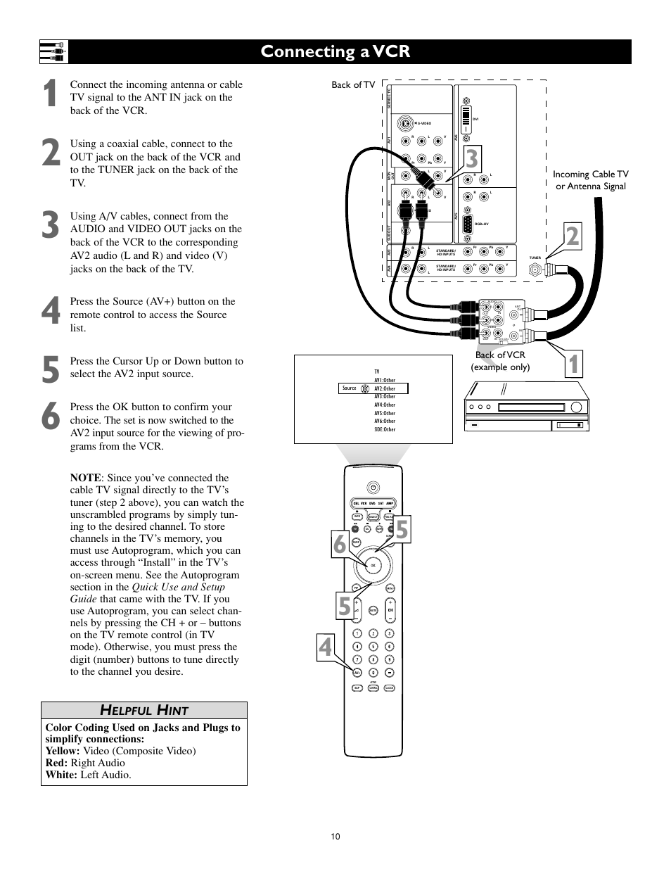 Connecting a vcr, Elpful | Philips 55PL9774-37B User Manual | Page 10 / 80