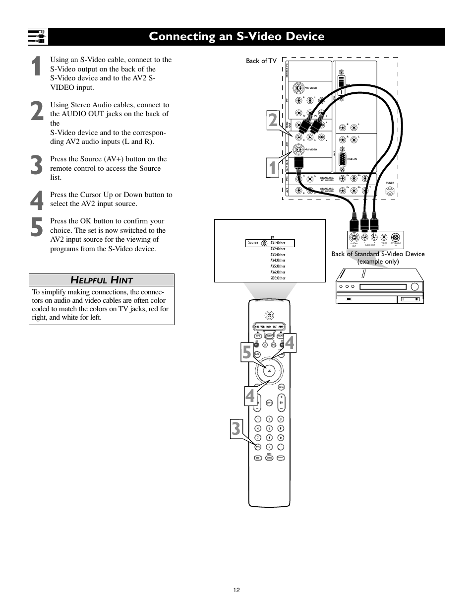 Connecting an s-video device, Elpful | Philips 55PL9774-37B User Manual | Page 12 / 80