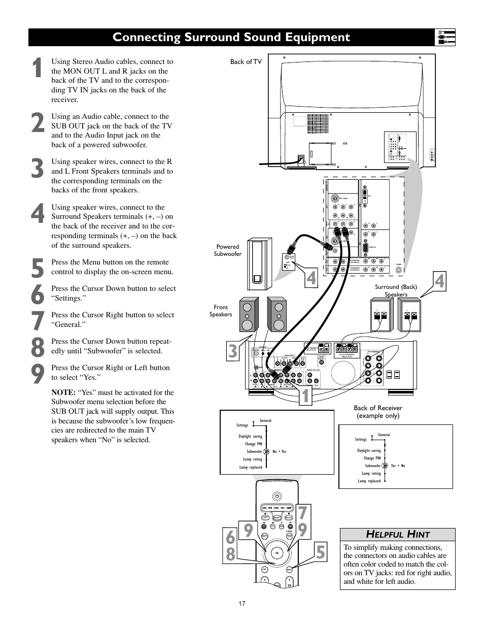 Connecting surround sound equipment, Elpful | Philips 55PL9774-37B User Manual | Page 17 / 80