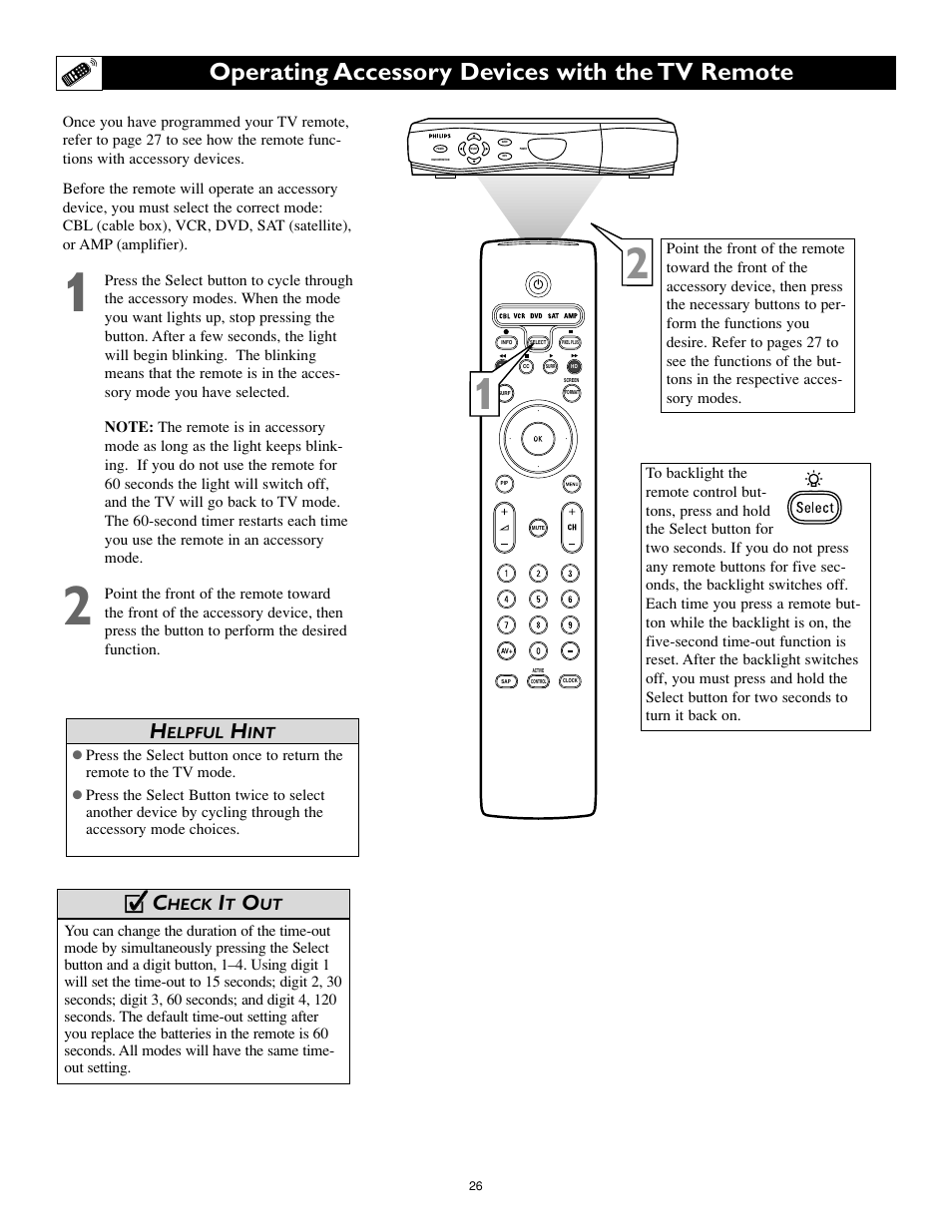 Operating accessory devices with the tv remote, Cc c | Philips 55PL9774-37B User Manual | Page 26 / 80