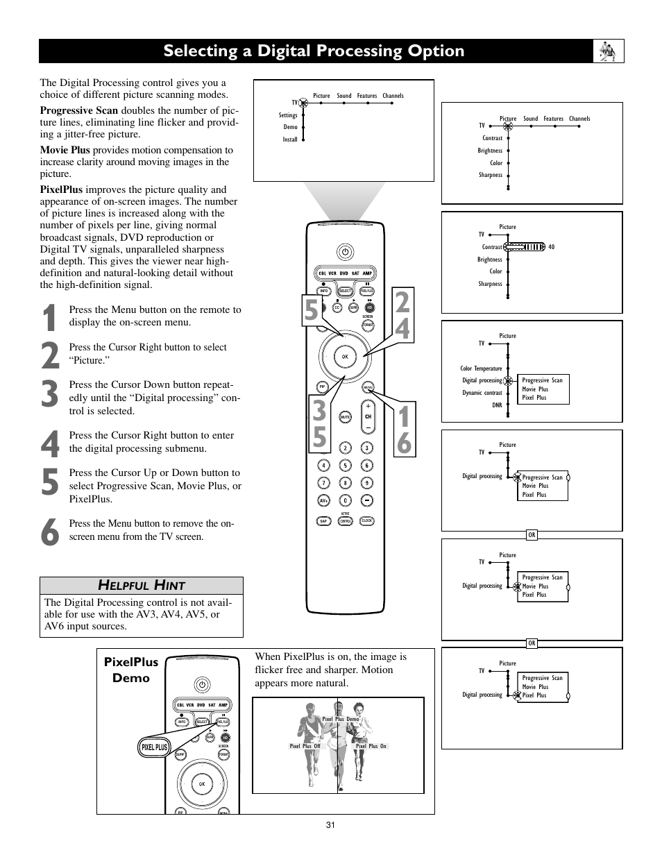 Selecting a digital processing option | Philips 55PL9774-37B User Manual | Page 31 / 80