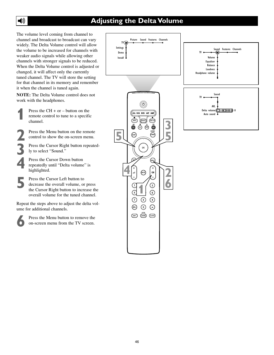 Adjusting the delta volume | Philips 55PL9774-37B User Manual | Page 46 / 80