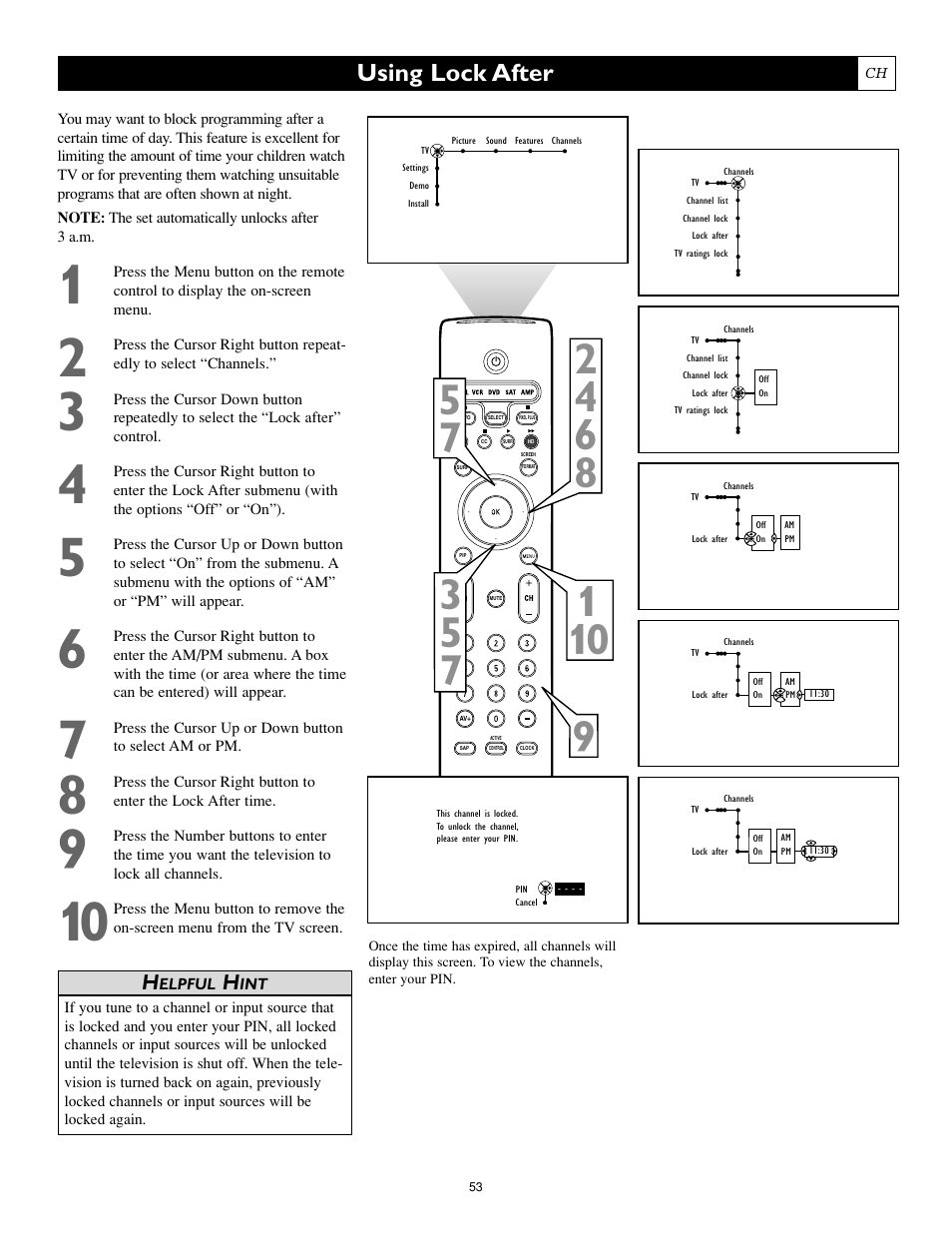 Using lock after | Philips 55PL9774-37B User Manual | Page 53 / 80