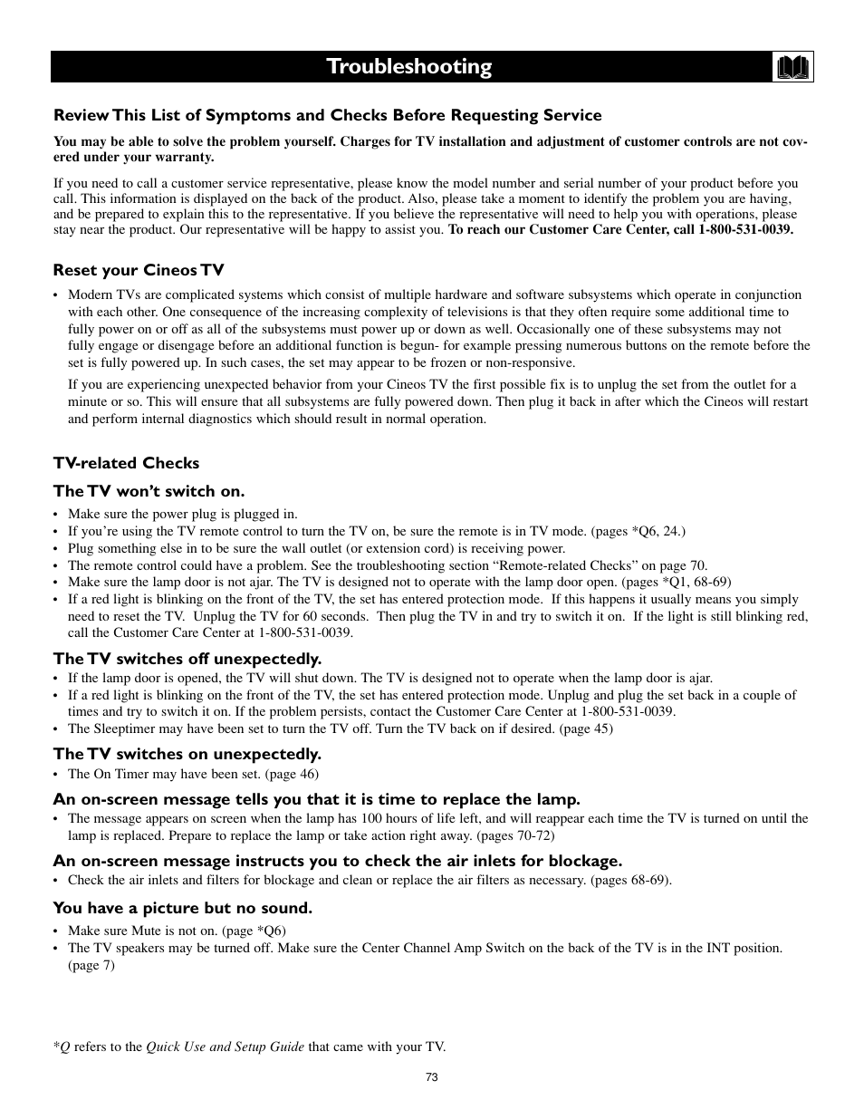 Troubleshooting | Philips 55PL9774-37B User Manual | Page 73 / 80