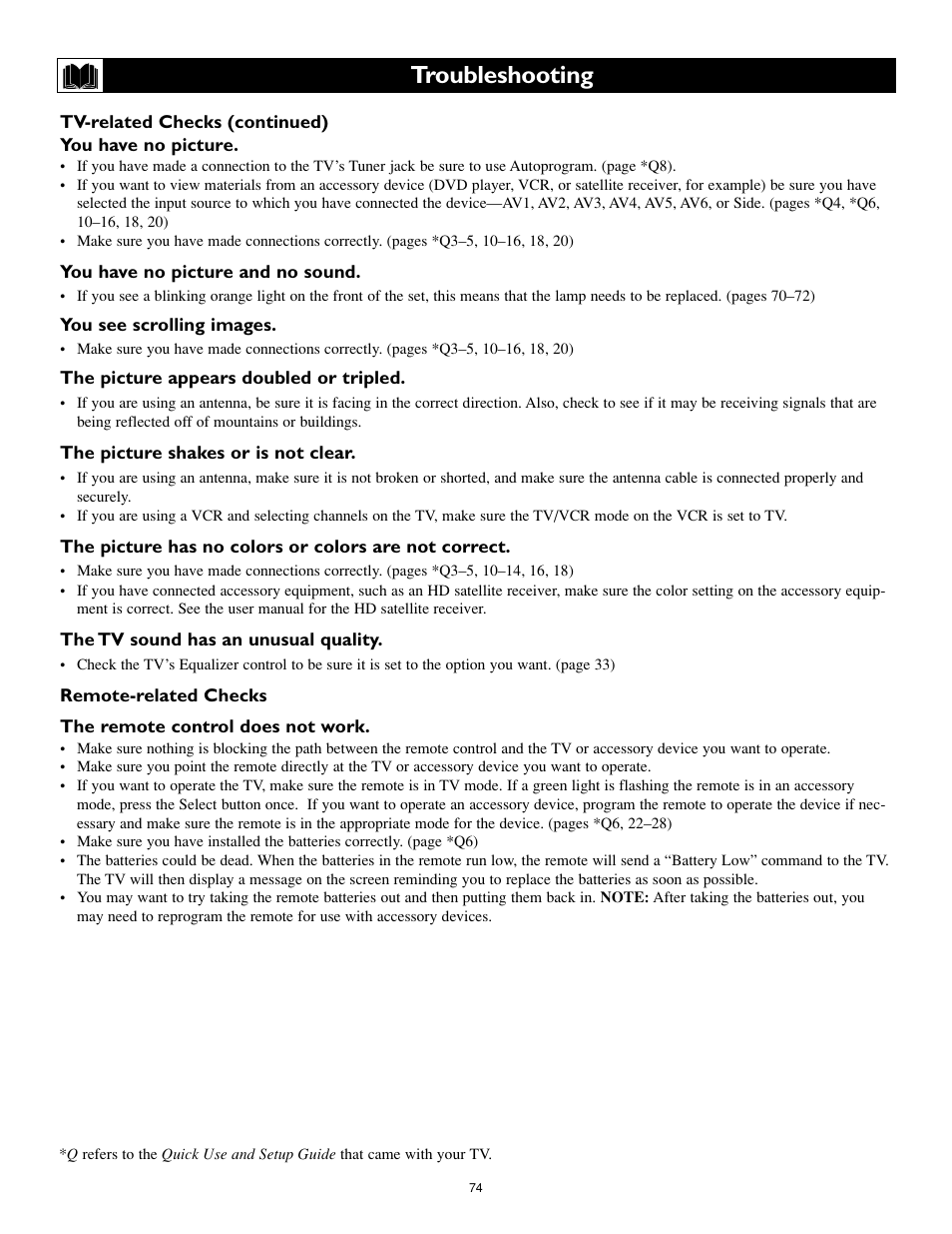 Troubleshooting | Philips 55PL9774-37B User Manual | Page 74 / 80