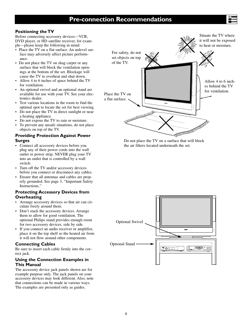 Pre-connection recommendations | Philips 55PL9774-37B User Manual | Page 9 / 80