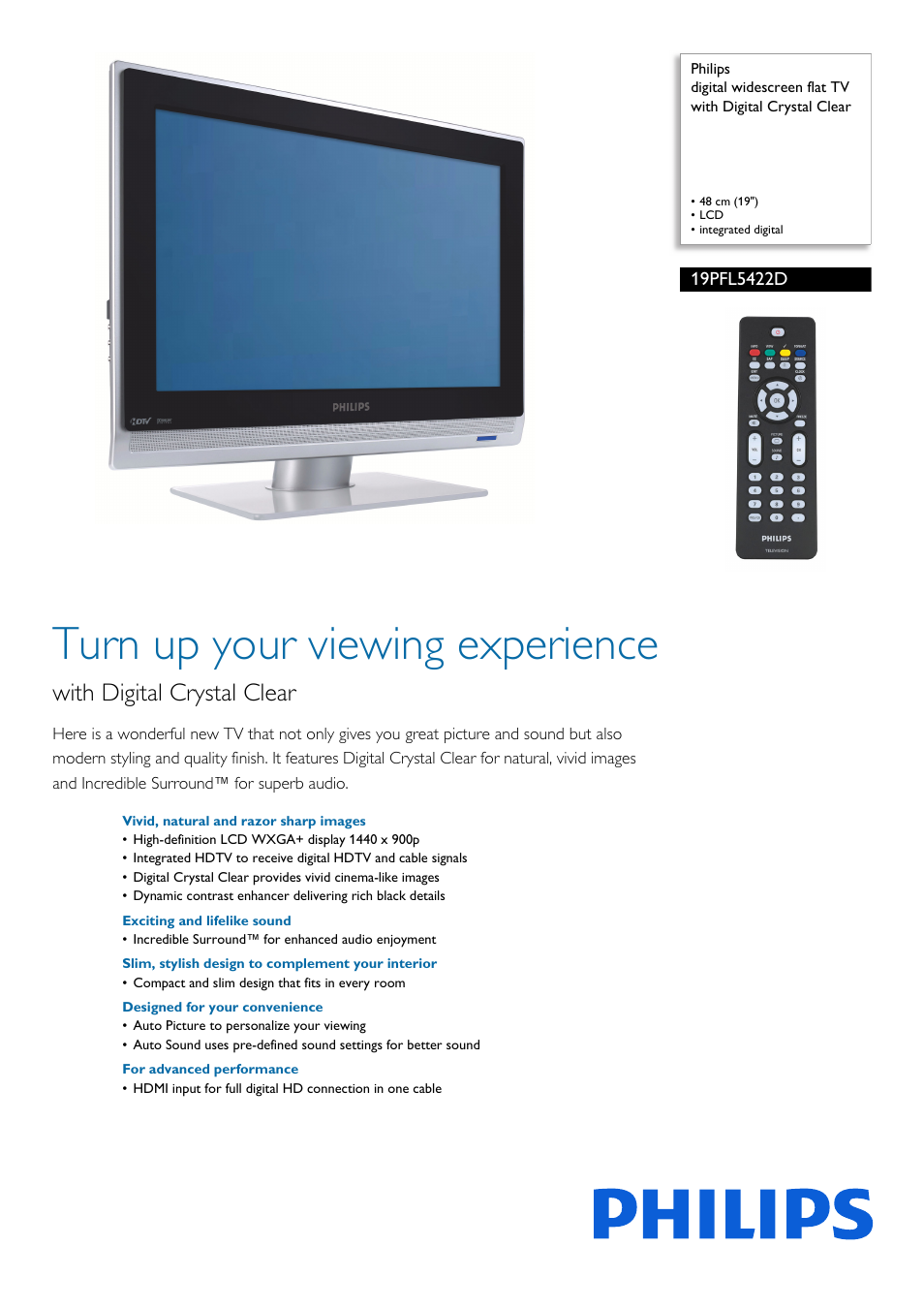 Philips 19PFL5422D-27E User Manual | 3 pages