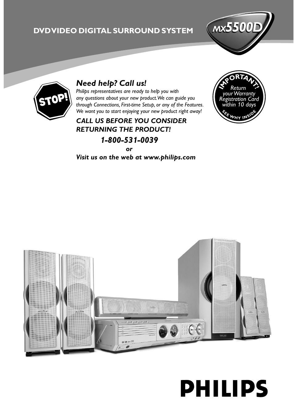 5500d, Need help? call us | Philips MX5500D-99 User Manual | Page 3 / 50
