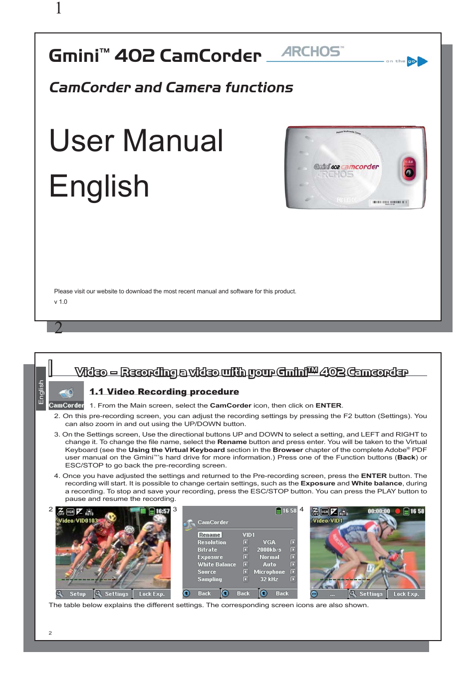 ARCHOS GminiTM 402 User Manual | 4 pages