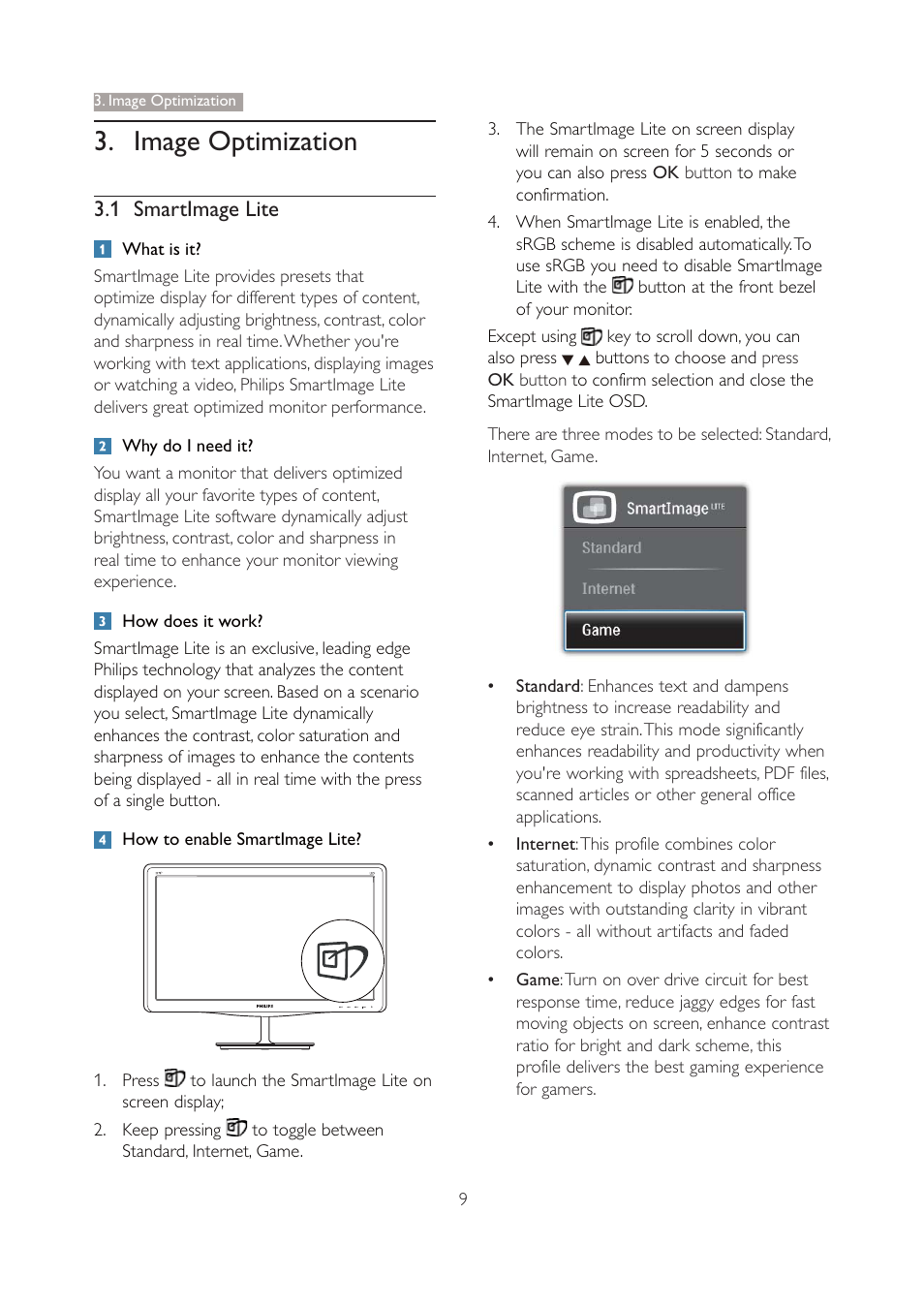 Image optimization | Philips 227E3QSU-00 User Manual | Page 11 / 41