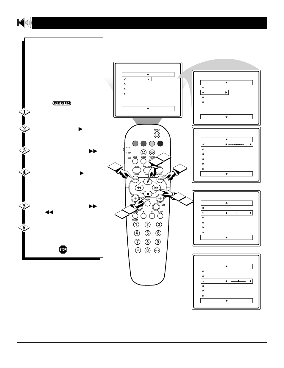 Ow to, Djust the, Reble | Alance, Ontrols | Philips 32PS60B99 User Manual | Page 8 / 47