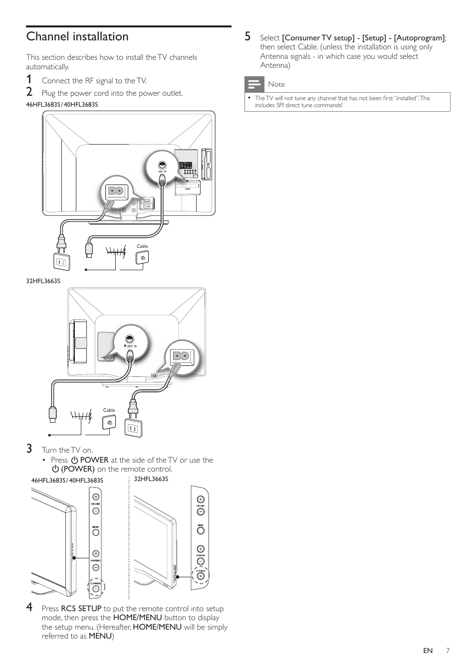 Channel installation | Philips 46HFL3683S-F7 User Manual | Page 7 / 12