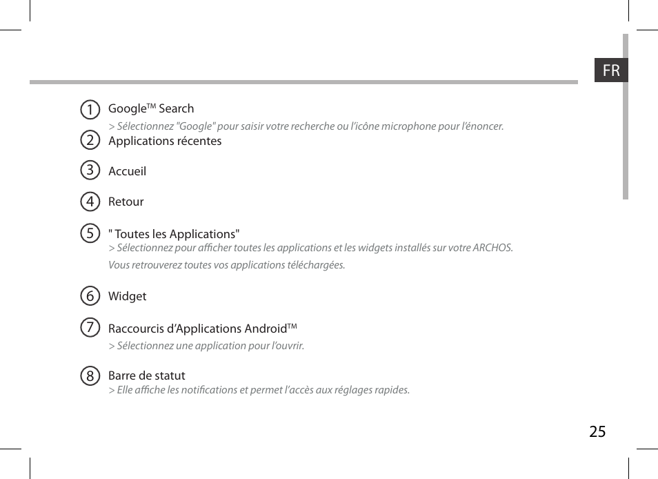 25 fr | ARCHOS 101XS User Manual | Page 25 / 130