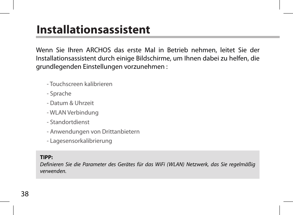 Installationsassistent | ARCHOS 101XS User Manual | Page 38 / 130