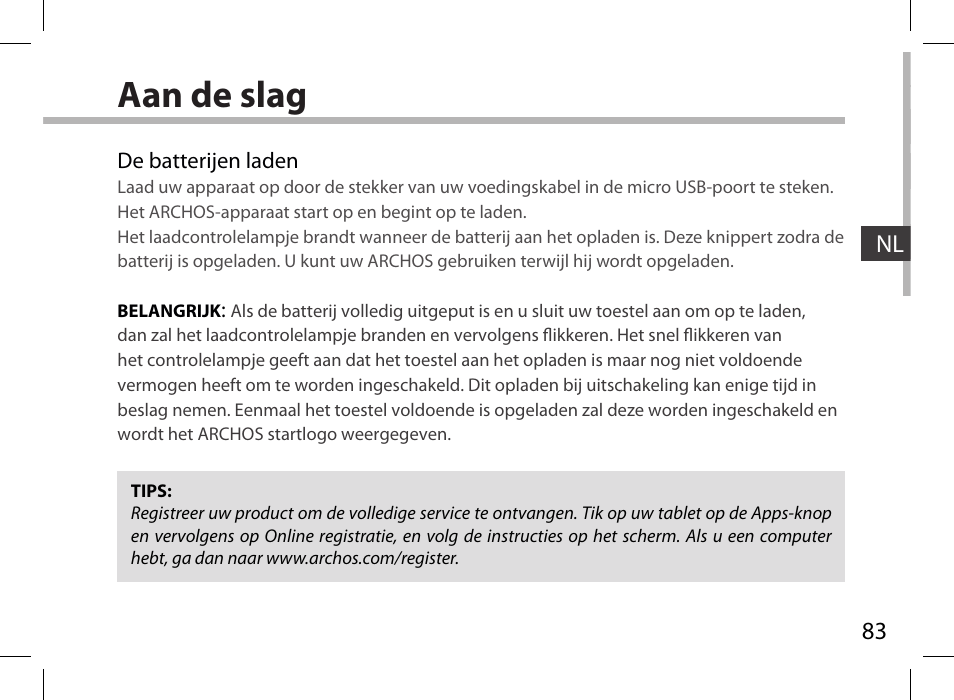 Aan de slag | ARCHOS 101XS User Manual | Page 83 / 130