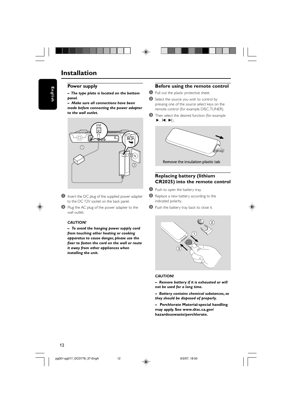 Installation | Philips DCD778-37B User Manual | Page 12 / 38