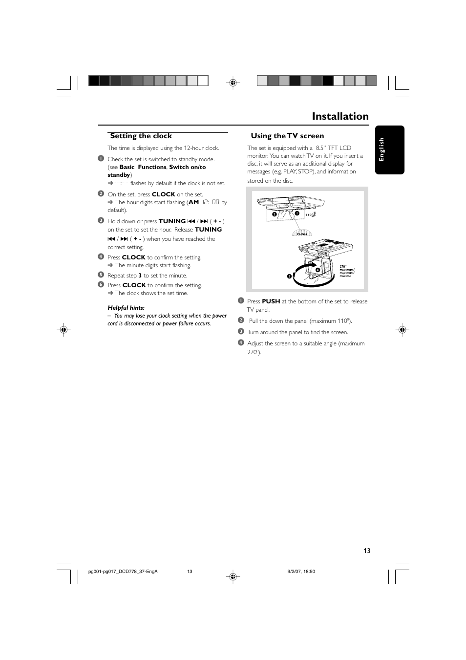 Installation | Philips DCD778-37B User Manual | Page 13 / 38