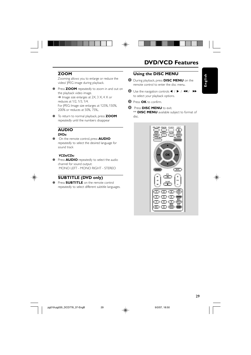 Dvd/vcd features | Philips DCD778-37B User Manual | Page 29 / 38