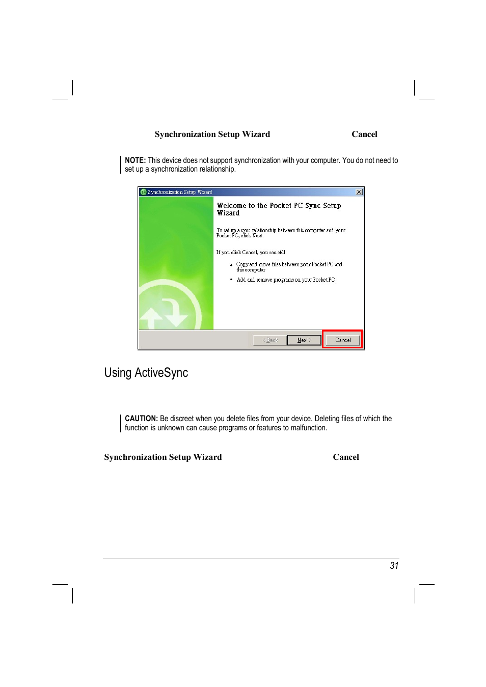 Using activesync | ANUBIS R00 User Manual | Page 35 / 46