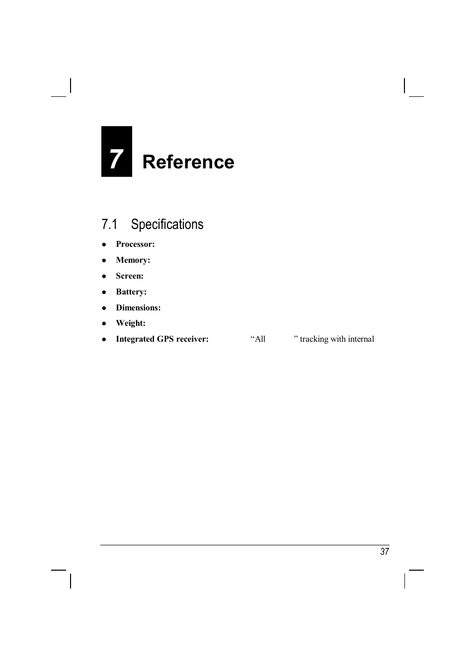 Reference, 1 specifications | ANUBIS R00 User Manual | Page 41 / 46