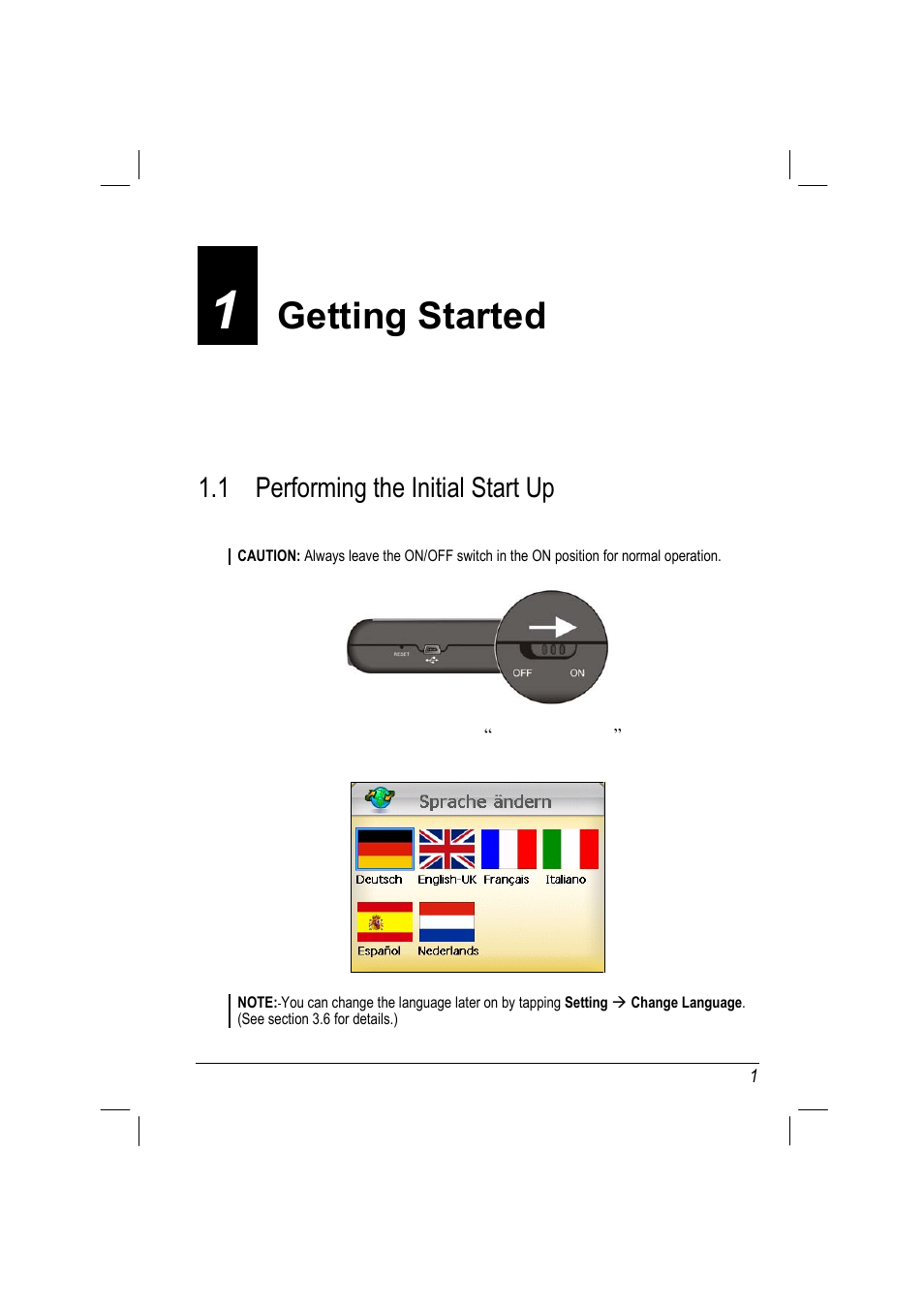 Getting started, 1 performing the initial start up | ANUBIS R00 User Manual | Page 7 / 46