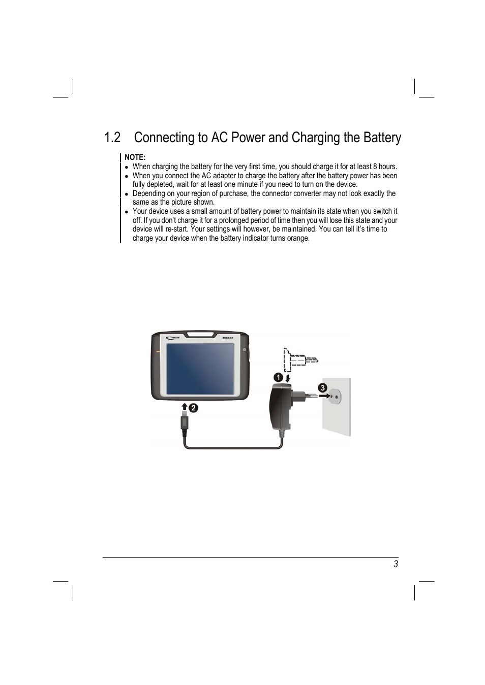 2 connecting to ac power and charging the battery | ANUBIS R00 User Manual | Page 9 / 46